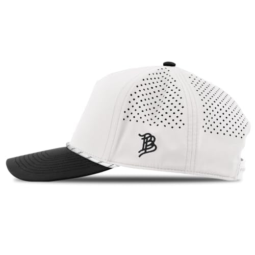 Branded Bills Bare Curved 5 Panel Rope Hat for Men - color: White/Black