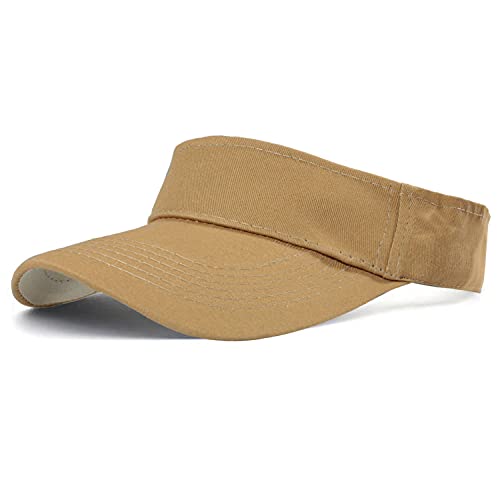 HH HOFNEN Sports Sun Visor Hats Cotton Adjustable Golf Caps for Men Women - color: #1b Khaki