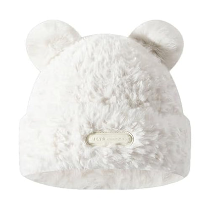 Winter Knit Hat for Women Winter Elastic Cute Bear Ear Skull Beanie Caps Autumn Winter Cute Crochet Beanies - color: Bear Ear White