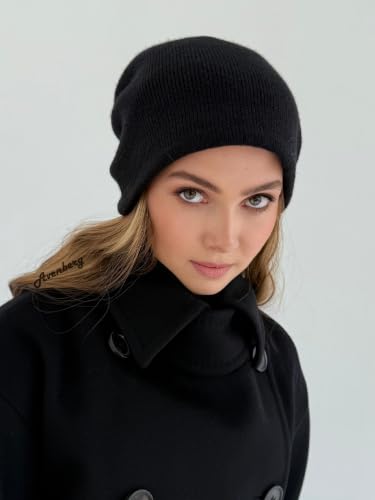 Oversized Slouchy Non-Itchy Knit Beanie Winter Hat for Men & Women - color: Jet Black
