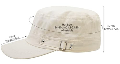 Army Cadet Cap for Men Women Military Flat Top Cap Baseball Caps - color: White