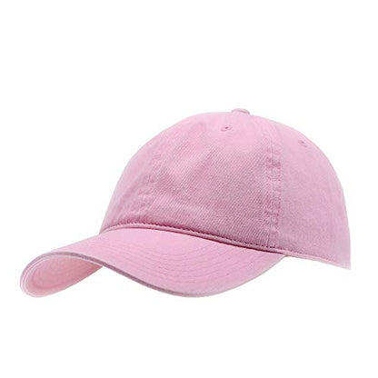 Classic Blank Dad Hat Cotton Adjustable Strap Baseball Cap - color: Pink Washed