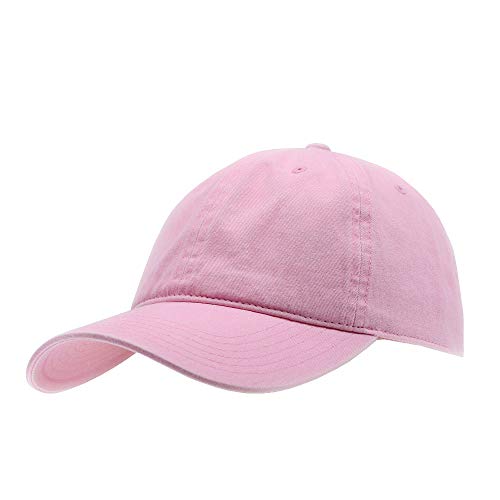 Classic Blank Dad Hat Cotton Adjustable Strap Baseball Cap - color: Pink Washed