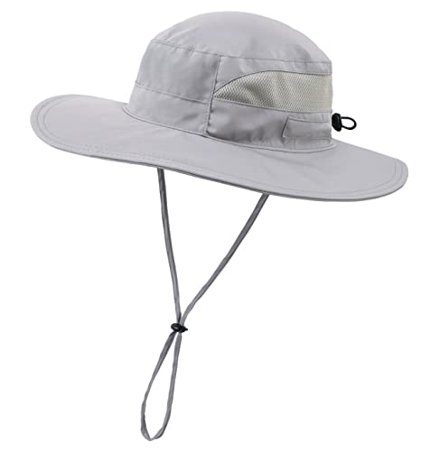 Connectyle Women's UPF 50+ Sun Hat UV Protection Wide Brim Bucket Hat Summer Beach Hats Fishing Hiking Outdoor Safari Hats - color: Grey