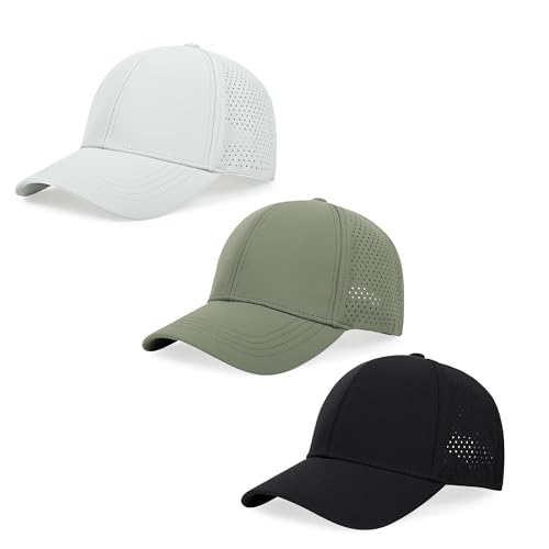 Quick Dry Baseball Cap Curved Brim Snapback Hat Mesh for Men Women - color: Black+lightgrey+sagegreen