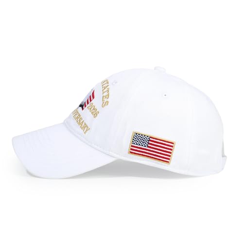 USA 250th Anniversary Baseball Cap Patriotic Embroidered American Hat - color: 1-white