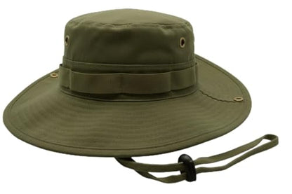 High Qualty Sun Hat 100% Cotton Size Adjustable Men Women Fishing Outdoor UPF 50+ Breathable Boonie Hat Summer UV Protection - color: Army Green