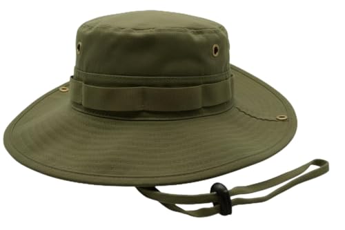 High Qualty Sun Hat 100% Cotton Size Adjustable Men Women Fishing Outdoor UPF 50+ Breathable Boonie Hat Summer UV Protection - color: Army Green