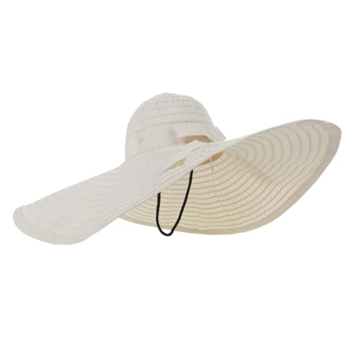 Women's Super Wide Brim Sun Hat - Extra Large Floppy Beach Bucket Hat, Foldable Summer Sun Protection Outdoor Travel Cap - color: Beige