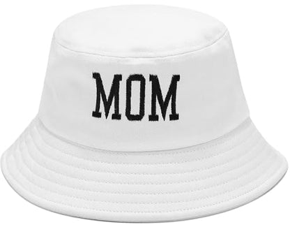 XYIYI Fashion Embroidery Bucket Hat Cotton Beach Fisherman Hats for Women Girls - color: Mom White