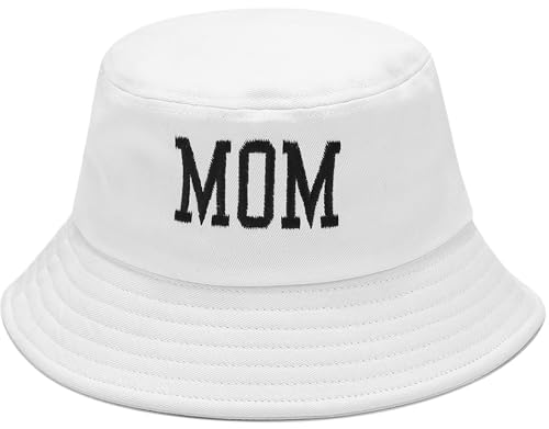 XYIYI Fashion Embroidery Bucket Hat Cotton Beach Fisherman Hats for Women Girls - color: Mom White