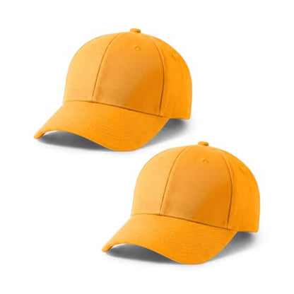2-Pack Classic Structured Baseball Cap Adjustable Snapback Ball Caps - color: Gold