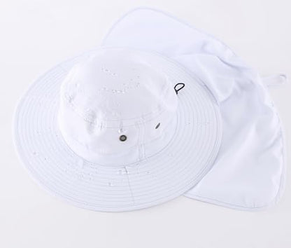 Home Prefer UPF50 Mens Sun Hat with Neck Flap Quick Dry UV Protection Cap Womens Wide Brim Fishing Hat Neck Flap Beach Garden - color: Cool White