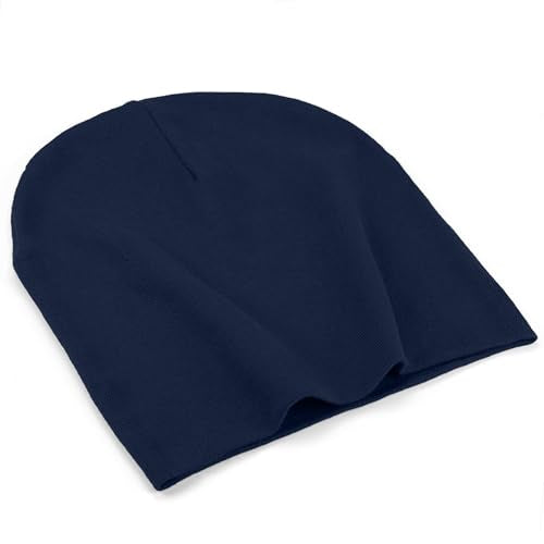 ROYBENS Thin 100% Cotton Beanie for Men Women Lightweight Slouchy Chemo Hat - color: 1pcs-navy Blue