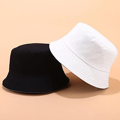 Unisex Bucket Hat Beach Sun Hat Aesthetic Fishing Hat for Men Women Teens, Reversible Double-Side-Wear - color: Black White