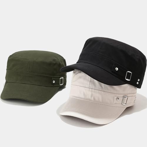 Unisex Army Cadet Cap Military Flat Top Basic Baseball Caps - color: Army Green