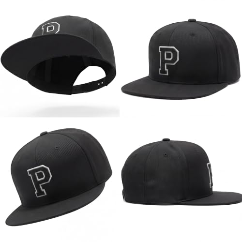 I&W Hatgear Mens 3D Silicone A-Z Patch Varsity Initial Letters Snapback Hat - color: Initial P