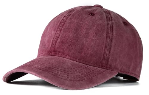 Edoneery Baseball Cap for Men and Women, Low Profile Washed Cotton Dad Hat - color: Red-1