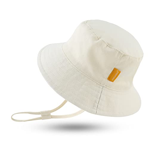 JANGANNSA Cotton Baby Sun Hat Infant Toddler Boys Girls Bucket Hats Summer Sun Protection Kids Beach Caps - color: Beige, size: 4-8 Years