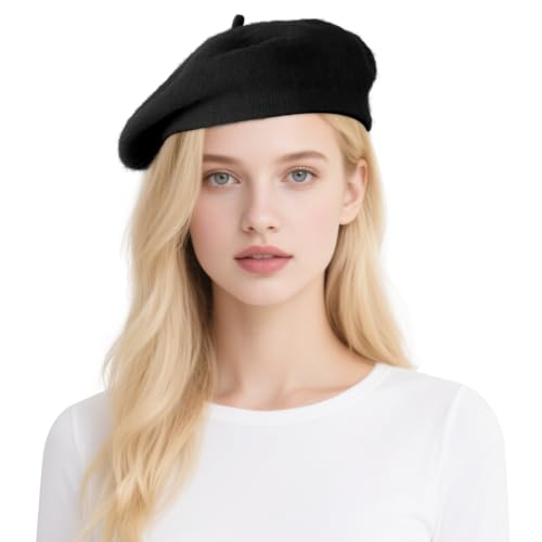 Classic Beret Hats for Women French Beret Hats Painter Artist Costume Cap for Women Girls Men Kids - color: Black, size: One Size