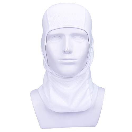 Balaclava Face Mask Adjustable Windproof UV Protection Hood - color: White