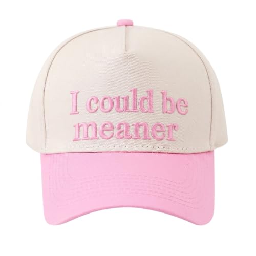 Funny Trucker Hat for Women - I'm Nicer When I'm Tan Embroidered Baseball Cap - Adjustable Summer Sun Hat for Beach - color: I Could Be Meaner Pink