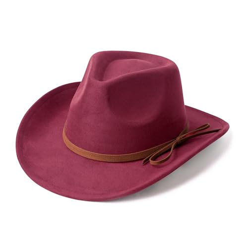 Suede Cowboy Hat for Women & Men Classic Western Hats - color: Pink