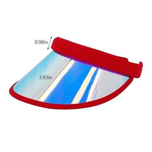 Surkat Women Sun Visors Hologram Wide Brim Thicker Sweatband UV Protective Sportswear Visors Sunhat - color: Red Blue