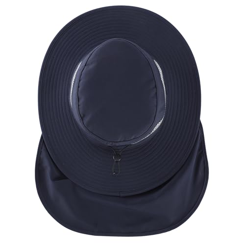 Connectyle UPF 50+ Wide Brim Sun Hat for Men Women UV Protection Fishing Hat with Neck Flap Outdoor Safari Bucket Hiking Hats - color: Navy Blue