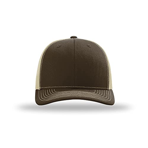 Richardson 112 Classic Six-Panel Adjustable Snapback Trucker Cap - color: Brown/Khaki