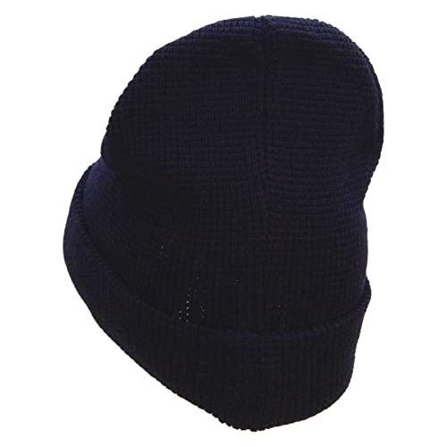 Waffle Knit Cuff Beanie - color: Navy