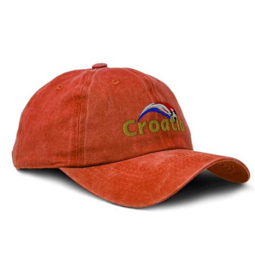 Speedy Pros Soft Washed Baseball Cap Croatia Europe Football Cup Cotton Dad Hats for Men & Women - color: Orange