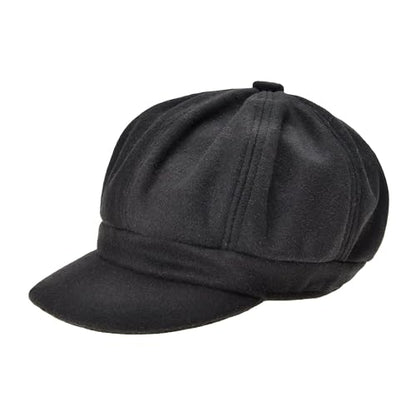ZLYC Women Classic Newsboy Cap Visor 8 Panel Gatsby Cabbie Paperboy Hat - color: Black