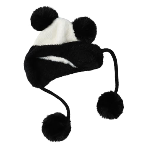 DOCILA Winter Beanie Hat for Women Warm Fleece Lined Pom Knit Earflap Hats Cute Outdoor Snow Ski Skull Cap - color: B-whiteblack