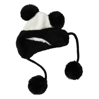 DOCILA Winter Beanie Hat for Women Warm Fleece Lined Pom Knit Earflap Hats Cute Outdoor Snow Ski Skull Cap - color: B-whiteblack
