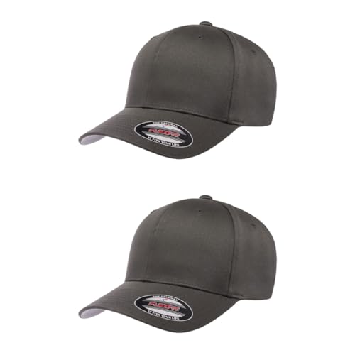 Flexfit Wooly Combed 6-Panel Structured Baseball Cap | Stretch Fitted - color: Dark Grey, size: XX-Large