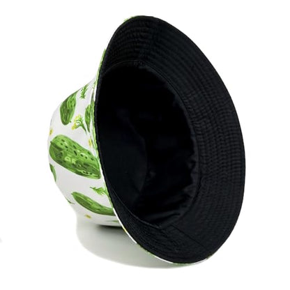 Quanhaigou Reversible Printed Bucket Hat,Summer Beach Outdoor Cap - color: Cucumber