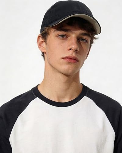 CLAPE Short Brim Baseball Cap for Men, Cotton Adjustable Travel Hat - color: Clsb06-black