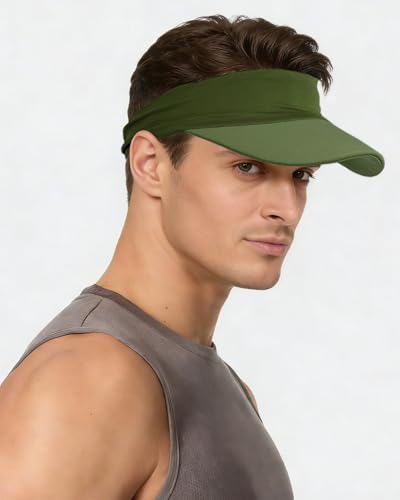 Cooling Sun Stretchy Visor Hat for Men Women,Soft Headband Visors - color: 1-army Green