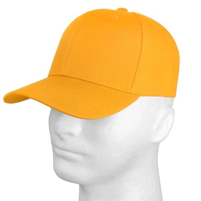 Falari Wholesale Bulk Lot 12-Pack Baseball Cap Adjustable Size Plain Blank Solid Color - color: Gold