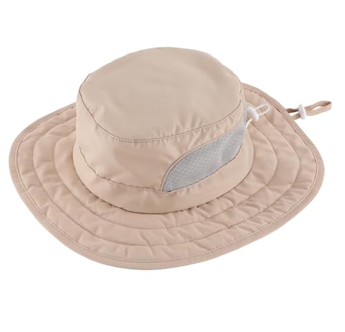 Connectyle Kids Foldable Wide Brim Sun Hat UPF 50+ Sun Protection Bucket Hats Breathable Summer Beach Hat for Boys Girls - color: Light Khaki, size: Small