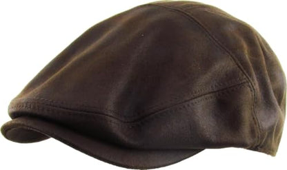 KBETHOS Leather Ascot Made in USA Ivy Collection Classic Newsboy Caps - color: (C) Faux Leather - Dark Brown, size: Large-X-Large