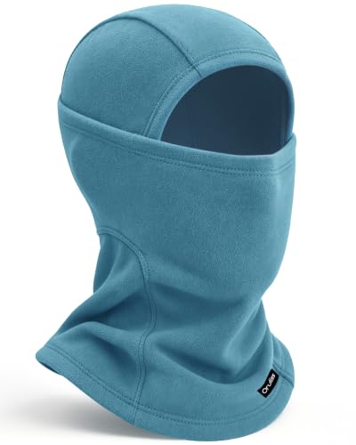 Balaclava Ski Mask for Men Women, Warm Fleece Face Mask Full Cover for Cold Weather Skiing Cycling, Ponytail Friendly - color: Blue