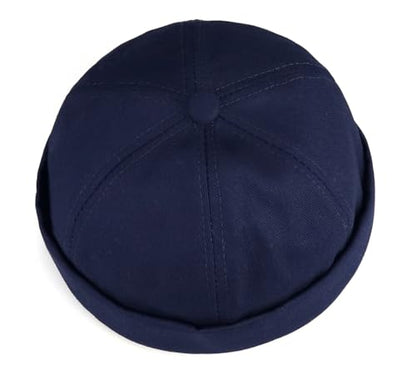 DIYDECAL 3 Pack Mens Brimless Skullcap Sailor Docker Cap Rolled Cuff Retro Beanie Hat - color: Navy Blue