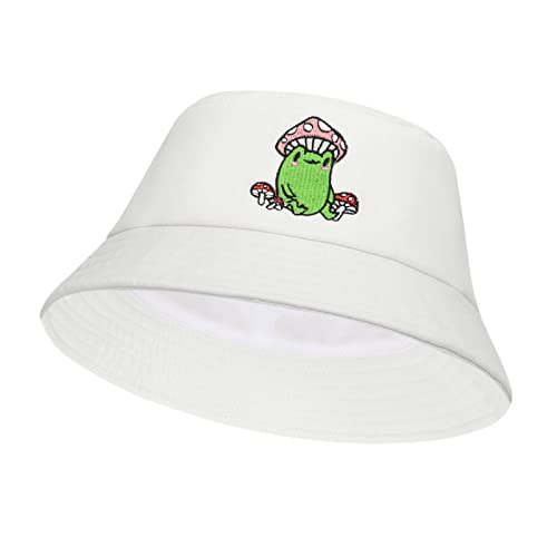 Tie Dye Bucket Hat Reversible Cotton Multicolored Fisherman Cap Packable Sun Hat - color: Frog With Mushroom White