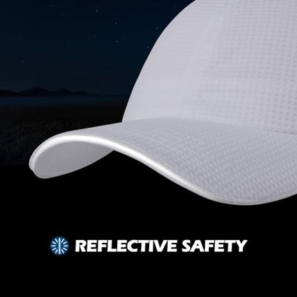 ZTL Womens High Ponytail Baseball Cap Performance Mesh Hat, Lightweight Quick Dry Race Day Running Hat with Reflective Trim - color: White