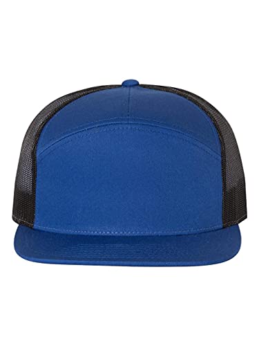 Seven-Panel Trucker Richardson Leather Patch Cap - color: Royal/ Black, size: One Size