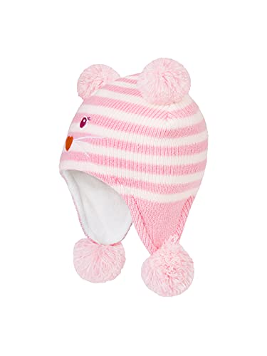 Baby Winter Hat Toddler Beanie Warm Fleece Lined Earflap Cap with Pom Pom - color: O1pc Cat Pink, size: 2-3T