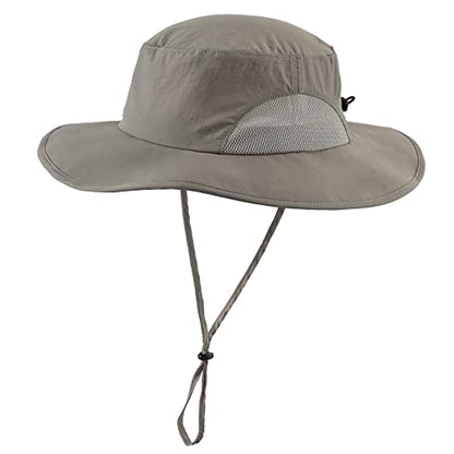 Home Prefer UPF50+ Mens Sun Hat Wide Brim Fishing Hat for Men UV Protection Womens Beach Bucket Hat for Golf Hiking Gardening - color: Cool Grey