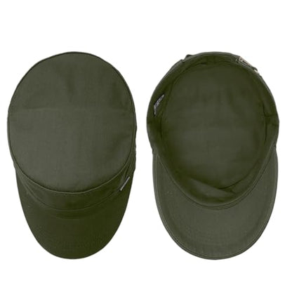 Men's Military Cadet Hat Flat Top Newsboy Cap - color: Green